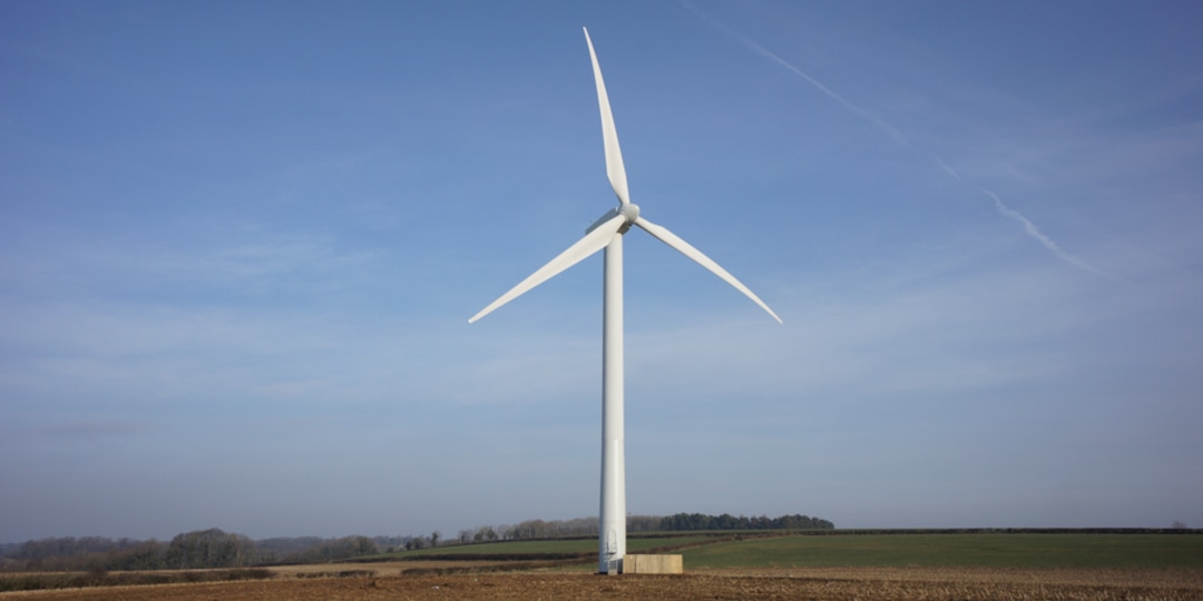 Refurbished Vestas V52 wind turbine operating in South Gloucestershire