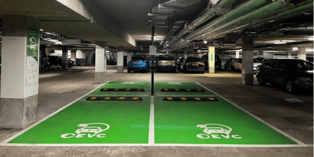 EVC typically installs chargers in sites like car parks where cars are expected to have a longer stay