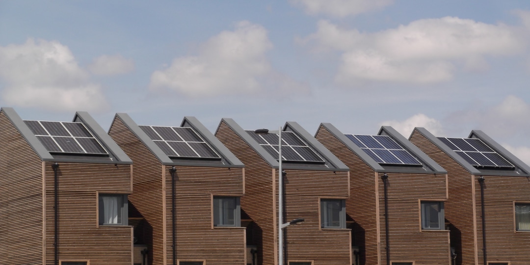 Solar panels installed on one of the housing developments in Barking