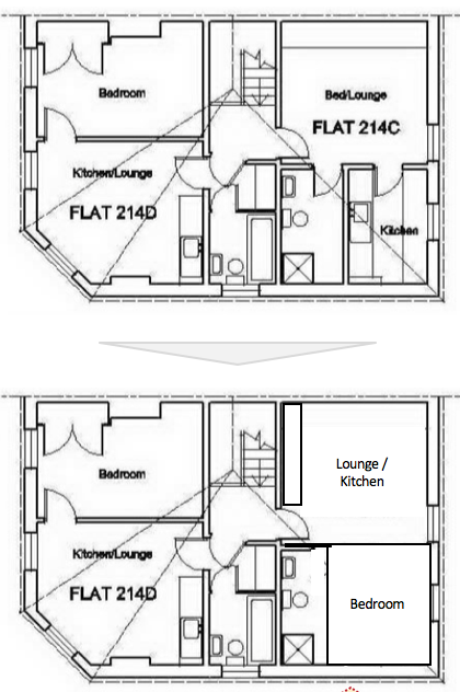 Floor Plan - First Floor.  Before and After