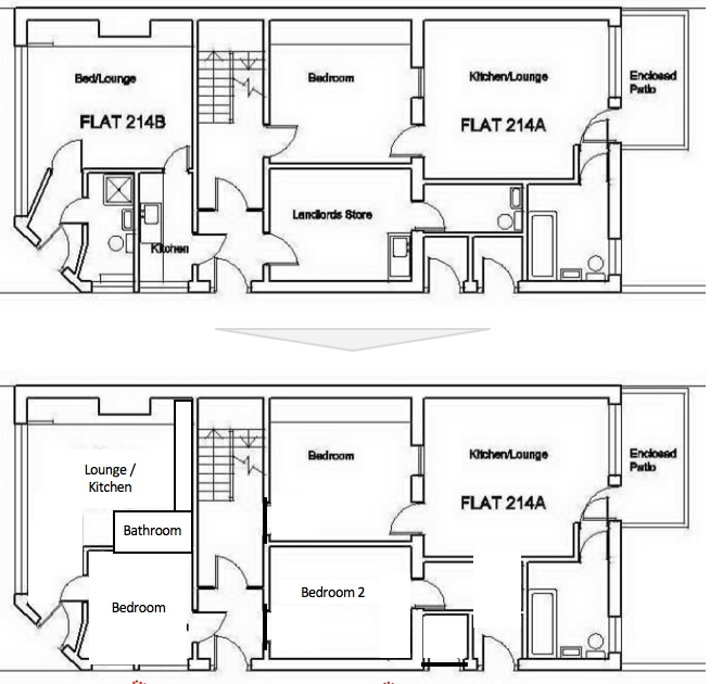 Floor Plan - Ground Floor.  Before and After